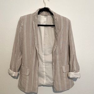 H&M cream striped blazer